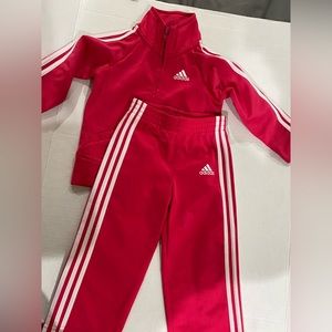 Adidas toddler girl dark pink track suit size 18 m